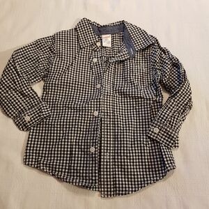 Gymboree boys size 3T button down top black & white checked